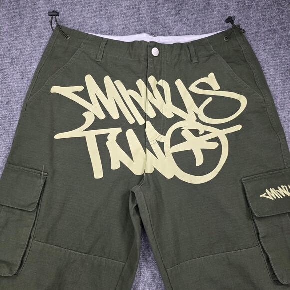 Minus Two Pants Mens Medium Green Cargo Graffiti Streetwear Utility Skate Y2K - Picture 8 of 16